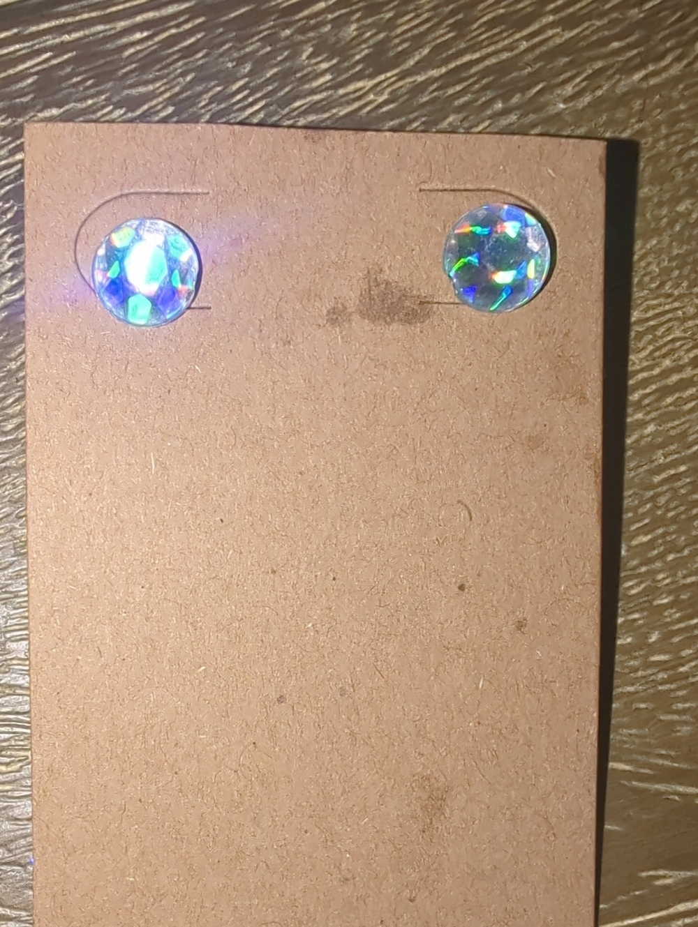 Iridescent Round Stud Earrings - Blue/Green Sparkle